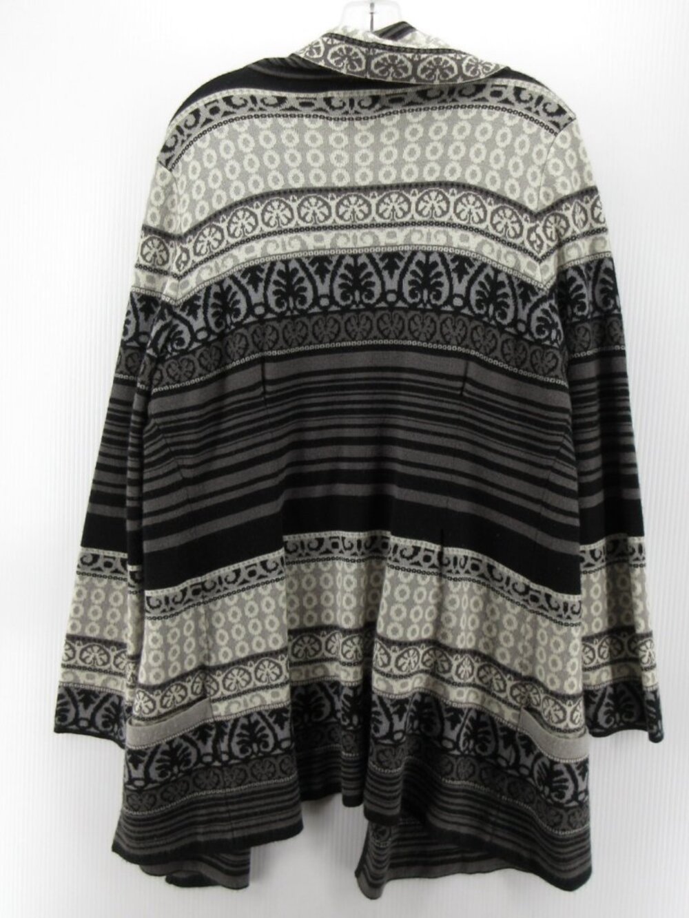 Icelandic Design Sweater Large Wool Open Cardigan Shawl Fair Isle * - Picture 8 of 12